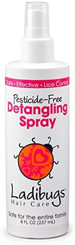 Ladibugs Detangler Spray 8oz | Best Kids Hair Detangling | Leave-in Conditioner & Head Lice Deterrent | Natural, Sulfate-Free, Made in The USA LADIBUGS