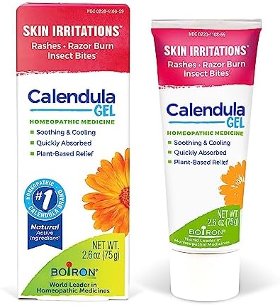 Boiron Calendula Gel Relief from Rashes, Skin Irritations, Razor Burn, Insect Bites, or Sunburns - Non-Greasy and Fragrance-Free - 2.6 oz Boiron