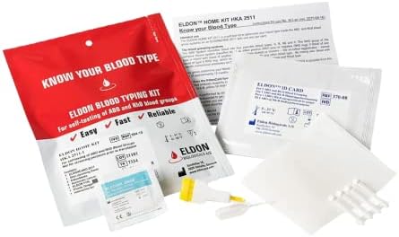 Eldoncard Blood Typing Kit, 1 Test Pack, Know Your Blood Type, Accurate Instant Home Testing, Determine A, O, B, RHS-D Negative & Positive Groups EldonCard