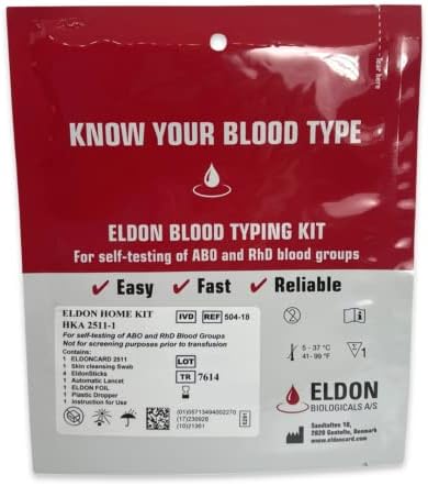 Eldoncard Blood Typing Kit, 3 Test Pack, Know Your Blood Type, Accurate Instant Home Testing, Determine A, O, B, Rhs-D Negative & Positive Groups EldonCard