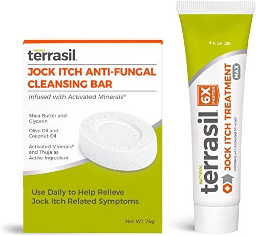 terrasil Jock Itch Antifungal Cream (Крем) Extra Strength + Jock Itch Soap, Clinically Proven Clotrimazole for Effective Jock Itch Treatment & Relief (14g Tube + 75g bar) 2-Product Care Kit Terrasil