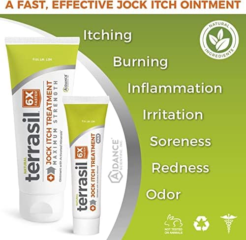 terrasil Jock Itch Cream Antifungal Treatment Extra Strength MAX - Clinically Proven Clotrimazole for Effective Jock Itch Treatment, Natural Soothing Care & Fast Relief of Jock Itch .5oz Terrasil