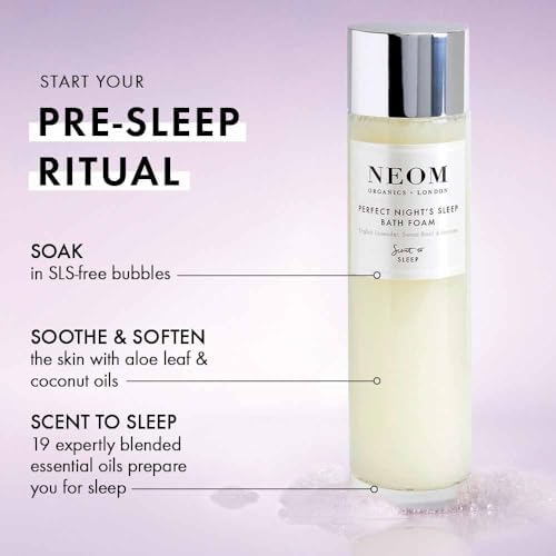 NEOM - Bath Foam | 6.76 Fl Oz (200ml) | Luxury Bubble Bath with Sleep Essential Oil | Lavender, Basil & Jasmine| 100% Natural Fragrances | Soften & Soothe | Signature Sleepy Scent NEOM