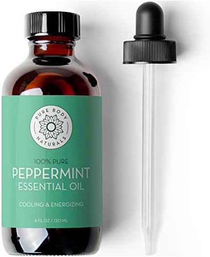 Pure Body Naturals Peppermint Essential Oil, 4 Fl Oz - Pure and Undiluted Mentha Piperita Oil, Therapeutic Grade Aromatherapy Oil for Diffuser, Relaxation and Focus Pure Body Naturals