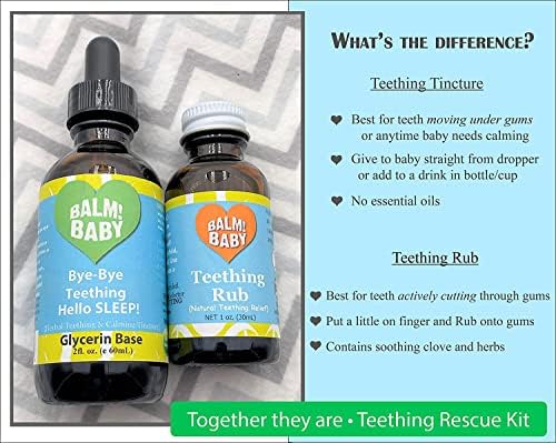 Bye-Bye Teething, Hello Sleep! Natural & Organic Baby Teething Relief & Calming Tincture | Soothes Inflamed Gums, Irritability & Pain – Encourages Sleep | Glass Bottle (Apple Cider Vinegar) BALM! Baby