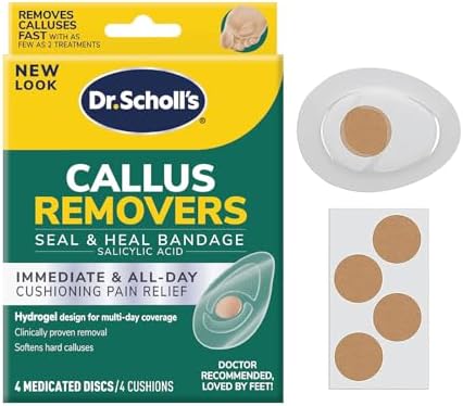 Dr. Scholl's CALLUS REMOVER Seal & Heal Bandage with Hydrogel Technology, 4ct // Removes Calluses Fast And Provides Cushioning Protection Against Shoe Pressure And Friction For All-Day Pain Relief Dr. Scholl's