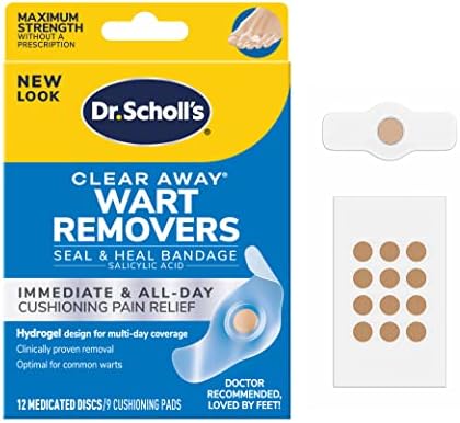 Dr. Scholl's Clear Away WART Remover HYDROGEL Bandage // 12 Discs/9 Cushions, Clinically Proven, Immediate & All-Day Cushioning Pain Relief, Multi-Day Coverage, 12 Treatments Dr. Scholl's