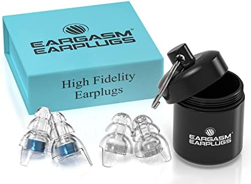 Eargasm High Fidelity Earplugs with Blue Filters - Reusable Noise Reduction Hearing Protection Ear-Plugs with Carrying Case for Concerts, Festivals, Raves, Musicians, Live Music, Sporting Events Eargasm