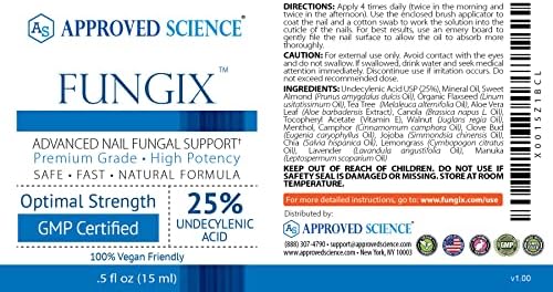 Approved Science Fungix - Nail Fungus Formula - With Tea Tree Oil, 25% Undecylenic Acid, Vitamin E - Pack of 1 - All Natural, Vegan Friendly Approved Science