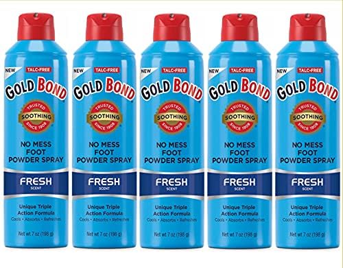 Gold Bond No Mess Foot Powder (Порошок) Spray (Спрей), Fresh 7 oz (Унции) (Pack of 5) Gold Bond