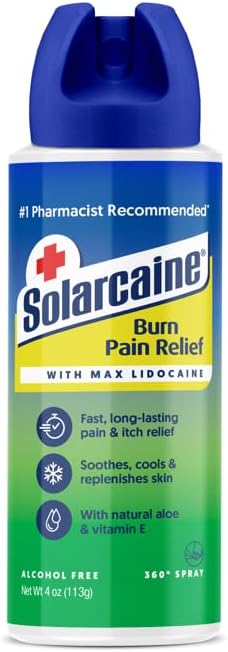 Solarcaine Aloe Sunburn Relief Spray with 4% Lidocaine - After Sun Care Relief Spray for Burns, Scrapes & Itch - Aloe Spray to Soothe, Cool & Replenish Skin - 4oz Solarcaine