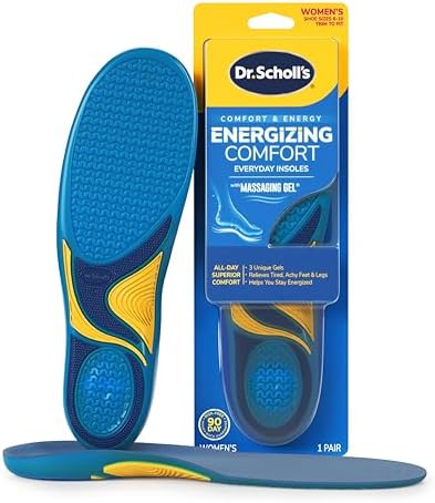 Женские Стельки Dr. Scholl's Energizing Comfort с Массажным Гелем - Клинические, Поддержка Арки и Удобство на Протяжении Всего Дня Dr. Scholl's