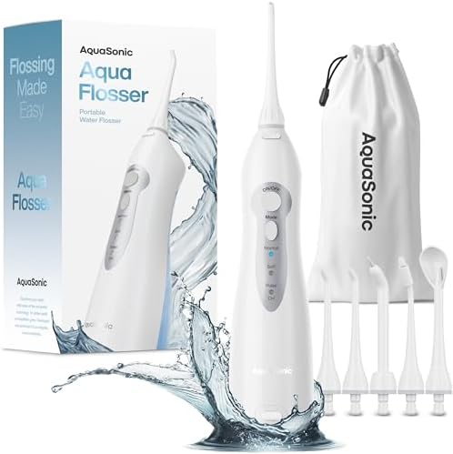 Портативный ирригатор Aqua Flosser - беспроводной водный флоссер с 5 насадками для ухода за полостью рта Aquasonic