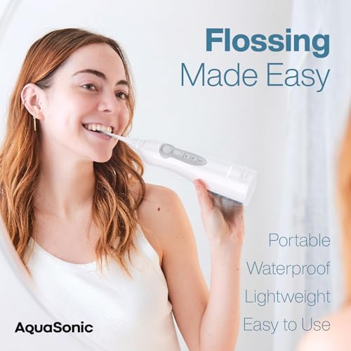 AquaSonic Water Flosser - Cordless Rechargeable Water Flossers for Teeth Cleaning - Waterproof Aqua Flosser, Portable Oral Irrigator for Dental Cleaning with 5 Jet Tips – Braces Home Travel AQUASONIC