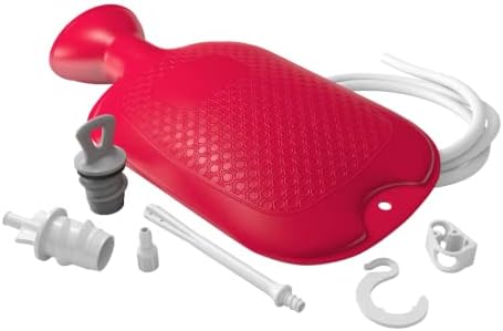 Flents Douche and Enema Combination Kit for Men and Women, Large Capacity, Multipurpose Cleaning System, Made with Comfortable Material, Red (1.66 L) Flents