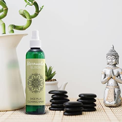 White Sage Smudge Spray for Clearing Negative Energy and Protection - Sage Spray Mist Infused with Quartz Crystals and Reiki - Smokeless Liquid Smudging Spray for Cleansing & Purifying Home and Office Moonwater Elixirs