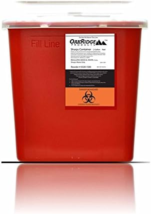 Oakridge Products Large Sharps Container for Home Use and Professional 2 Gallon (3-Pack) with Sliding Top, Biohazard Needle and Syringe Disposal, CDC Certified OAKRIDGE PRODUCTS