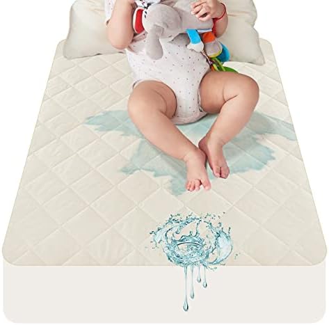 Lofe Organic Cotton Crib Mattress Protector - Top&Side Waterproof, 100% Waterproof Crib Mattress Protector, Breathable Baby Crib Mattress Cover, Infant Toddler Crib Mattress Fitted 52x28x9 in LOFE