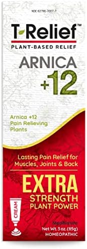 T-Relief Extra Strength Cream (Крем) Arnica +12 Natural Relieving Actives for Back Pain Joint Soreness Muscle Aches & Stiffness, Whole Body Fast Acting Relief for Women & Men - 3 oz (Унции) MediNatura