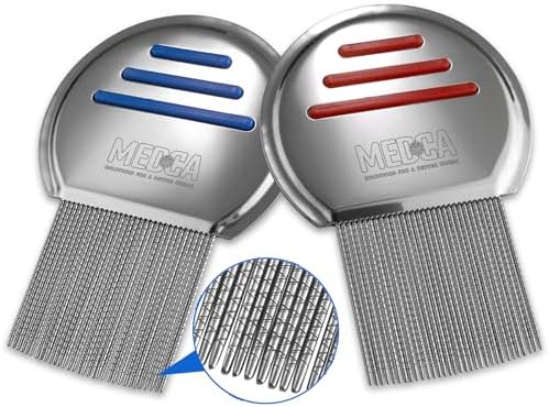 Lice Comb - (Pack of 2) Stainless Steel Professional Lice Combs and Head Lice Treatment to Effectively Get Rid of Hair Lice and Nits, Best Results for Infection and Re-infection in Kids & Adults MEDca