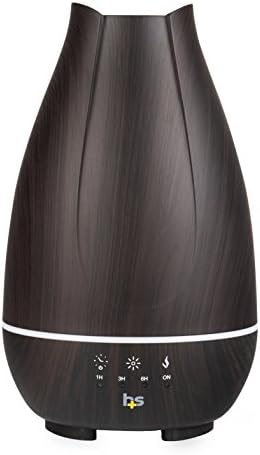 HealthSmart Essential Oil Diffuser, Cool Mist Humidifier and Aromatherapy Diffuser with 500ML Tank Ideal for Large Rooms, Adjustable Timer, Mist Mode and 7 LED Light Colors, Brown (Pack of 2) HealthSmart