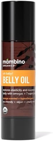 Mambino Organics Oh Baby! Belly Oil – Organic Elasticity Oil with Egyptian Calendula, Vietnamese Tamanu & Dutch Shea – Pregnancy Oil for Stretch Marks – Vegan Cruelty-Free Maternity Care, 2 fl oz Mambino Organics