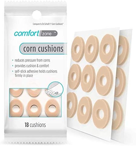 Comfort Zone Corn Cushions, Self-Stick Adhesive Cushions to Pad and Reduce Pressure from Corns, 18 Count Comfort Zone