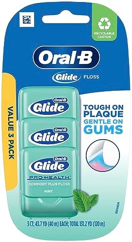 Oral-B Comfort Plus Glide Dental Floss Pack, Mint, 3 Count Oral-B