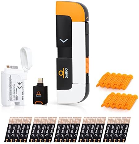 DARIO Smart Glucose Monitor Kit | Test Blood Sugar Levels & Manage Diabetes, Testing Kit Includes: Glucometer with 25 Strips, 10 Sterile lancets (For iPhone 15, Pro & Max Only - USB-C Port) DARIO