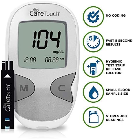 Care Touch Blood Glucose Monitor Kit - Diabetes Testing Kit + 1 Glucometer, 50 Blood Sugar Care Touch Test Strips, 1 Lancing Device, 100 Care Touch Lancets, Travel Case for Blood Glucose Meter Care Touch