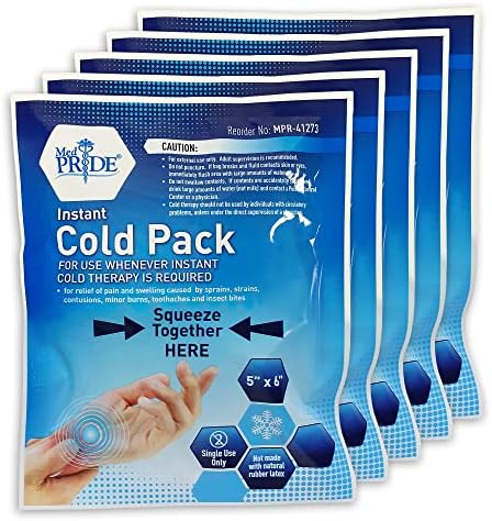 MED PRIDE Instant Cold Pack (5”x 6”) – Set of 24 Disposable Cold Therapy Ice Packs for Pain Relief, Swelling, Inflammation, Sprains, Strained Muscles, Toothache – for Athletes & Outdoor Activities MED PRIDE