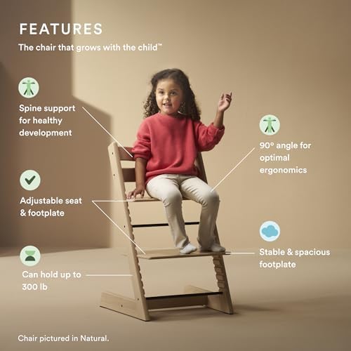 Tripp Trapp Chair from Stokke, Natural - Adjustable, Convertible Chair for Toddlers, Children & Adults - Convenient, Comfortable & Ergonomic - Classic Design Stokke