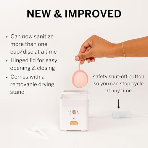 Pixie Menstrual Cup Sterilizer - Ranked 1 for The Best Steamer - Kills 99.9% of Germs with Cleaner Steam - Wash Your Period Cup or Disc in 3 Minutes! - Automatic Timing Shut-Off Switch Pixie Cup