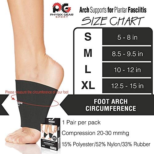 Physix Gear Sport Arch Supports for Plantar Fasciitis Relief (1 Pair) - Foot Sleeve Arch Support for Flat Feet, Plantar Fasciitis Wrap, Arch Compression Support Sleeves, Fast Relief (Beige, S) Physix Gear Sport