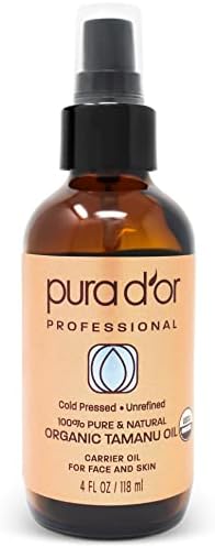 PURA D'OR 4 Oz Organic Tamanu Oil - USDA Certified 100% Pure & Natural Cold Pressed Carrier Oil, Premium Grade Moisturizer Helps Reduce Appearance of Scars & Wrinkles - For Skin & Hair - Men & Women Pura D'Or