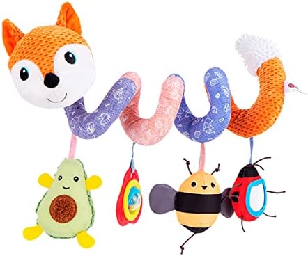 Jollybaby Baby Car Seat Stroller Crib Toys, Plush Hanging Spiral Activity Pram Crib Toy with Music Box, Rattles, Squeaker for Babies Infant Boys Girls Gifts (Giraffe) Jollybaby