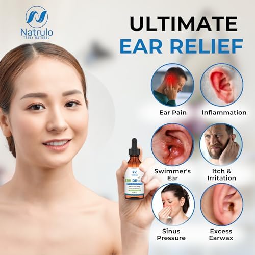 Ear Drops for Ear Infections – All Natural Mullein Garlic Oil for Earaches, Swimmer's Ear, Clogged Ears, Earwax Removal and Itchy Ears – Ear Care Treatment for Adults, Children and Pets, Made in USA Natrulo