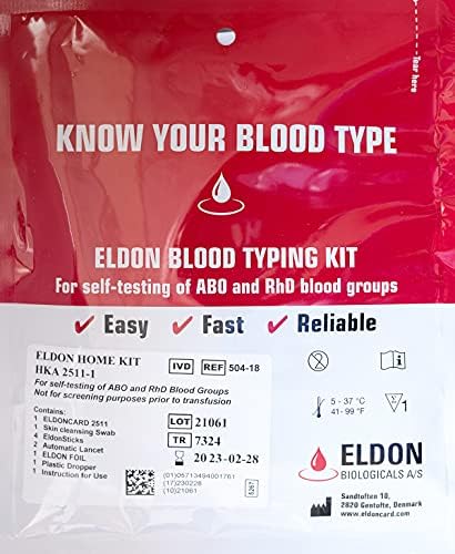 Original Home Blood Typing Kit - New Packaging + Improved Lancet - Single Kit Right For Your Type