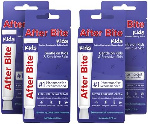 After Bite Kids - Bug Bite Itch Relief for Kids with Sodium Bicarbonate - Ideal for Mosquito Bites, Fire Ant Bites, Bees & More - Portable Cream Formula - 0.7 oz (4 Pack) After Bite