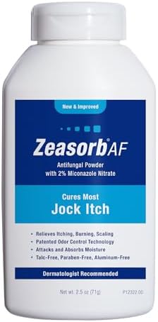 Zeasorb AF Jock Itch Powder, Super Absorbent, Scaling, & Burning Relief, 2.5 Oz Zeasorb