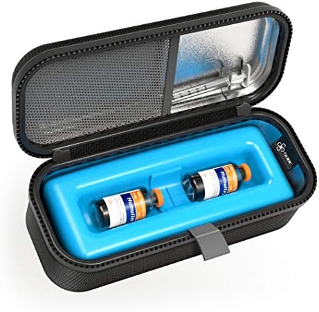 SHBC Medical Cooler Insulin Vial Carrying Travel Case Protector for Diabetic with One Ice Pack Black SHBC