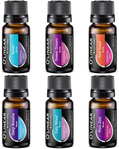 O'linear Essential Oils 6 Blends Set - Perfect for Humidifiers and Diffusers, Aromatherapy Diffuser Oils Scents, Essential Oil Kit for Home Use, Essential Oil Pack with Various Scents O'Linear