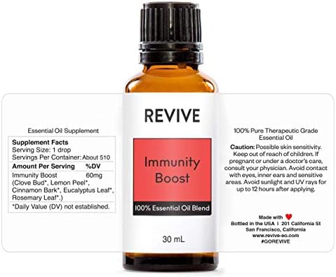 Immunity Boost 10mL Essential Oil Blend by REVIVE Essential Oils - 100% Pure Therapeutic Grade, for Diffuser, Humidifier, Massage, Aromatherapy, Skin & Hair Care REVIVEEO