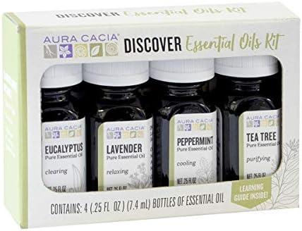 Aura Cacia Journey Essential Diffusion Oils Kit, 4-Pack, Spice Market, Dreamy Forest, Quiet Orchard & Sunny Garden Pure Oils Aura Cacia