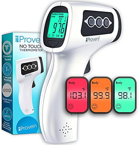 Infrared Forehead Thermometer for Adults and Infants, FSA HSA Eligible, Touchless iProven Thermometer, 1sec Instant Accurate Readings, 3 in 1 Thermometer with Fever Alarm, Silent & Memory Mode IProvèn