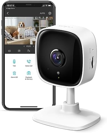 Tapo by TP-Link 1080P Indoor Security Camera for Baby Monitor, Pet Camera w/Motion Detection, 2-Way Audio, Night Vision, Cloud & SD Card Storage, Works w/Alexa & Google Home, Black, C101 Tapo