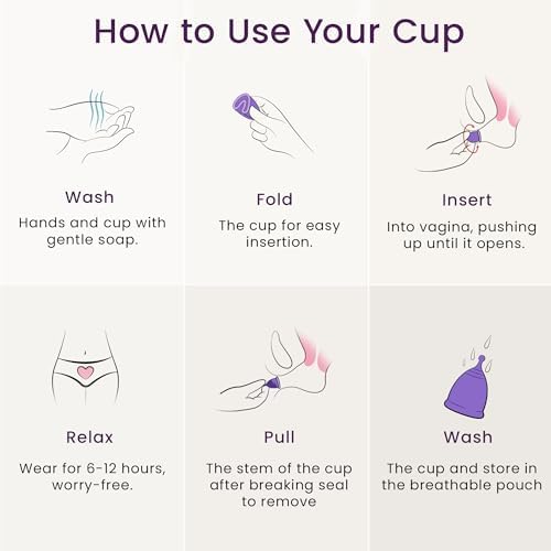 EcoBlossom Reusable Menstrual Cup Set - The Most Reliable Medical Grade Silicone Period Cups - Comfortably use for 12 Hours (2 Large Cups) EcoBlossom