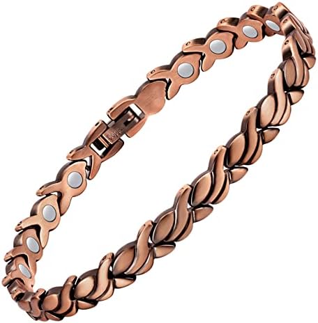 Feraco Copper Bracelet for Men 3X Strength,2 Magnetic Therapy Bracelet Copper Jewelry with Powerful 3800 Gauss Magnets,Premium Fold-Over Clasp Feraco