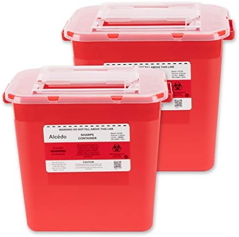 Alcedo Sharps Container for Home Use 2 Gallon (2-Pack) | Biohazard Needle and Syringe Disposal | Professional Medical Grade Alcedo