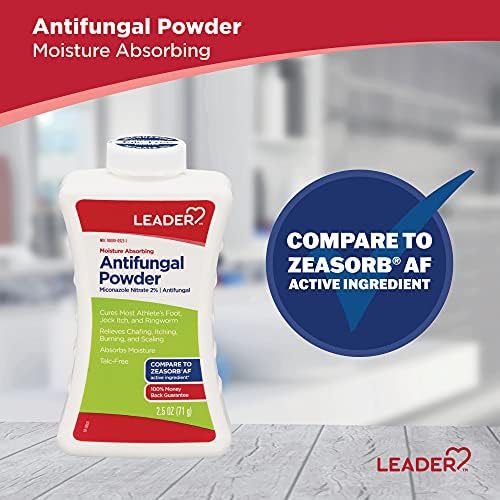 Leader Athlete's Foot Antifungal Powder, Moisture Absorbing, Talc-Free, Antifungal Powder for Skin Folds, 2.5 oz, Compare to Zeasorb, Pack of 1 Leader